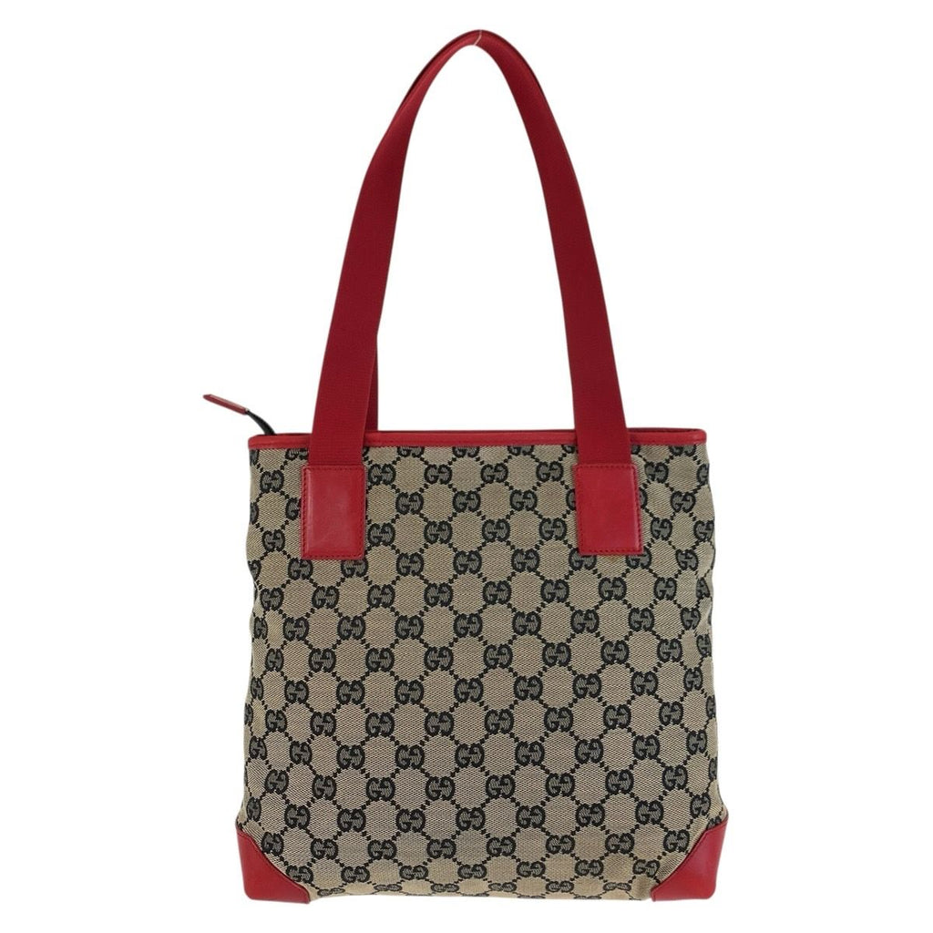 Gucci Red Beige GG Canvas Leather 019 Tote Shoulder Bag — view 2