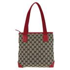 Gucci Red Beige GG Canvas Leather 019 Tote Shoulder Bag — view 2