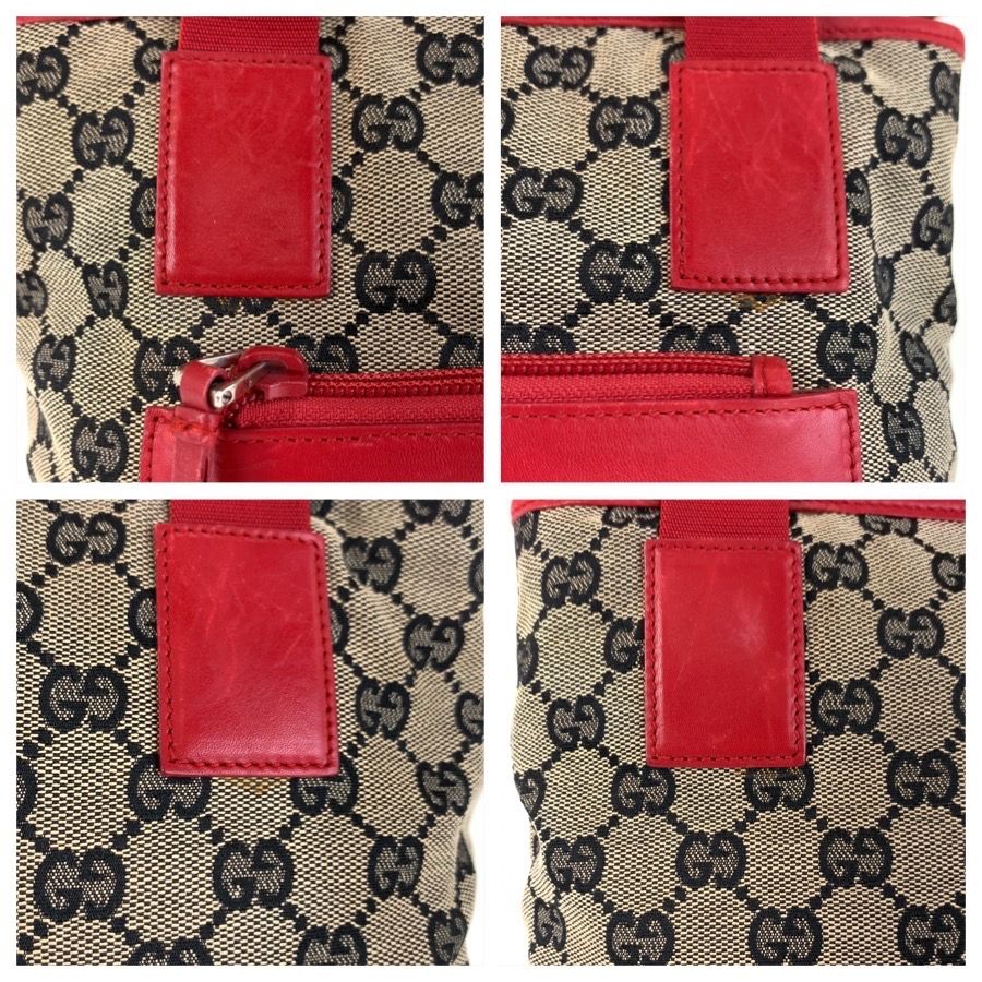 Gucci Red Beige GG Canvas Leather 019 Tote Shoulder Bag — view 6
