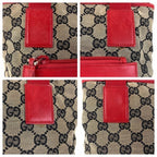 Gucci Red Beige GG Canvas Leather 019 Tote Shoulder Bag — view 6