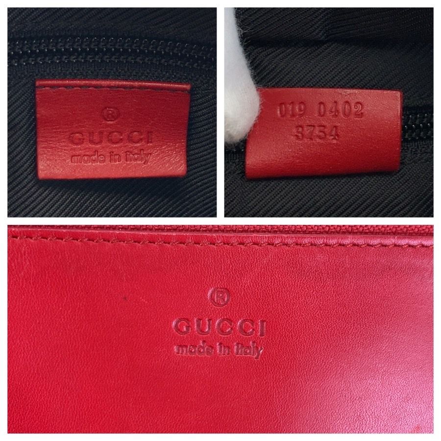 Gucci Red Beige GG Canvas Leather 019 Tote Shoulder Bag — view 3