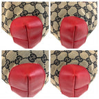 Gucci Red Beige GG Canvas Leather 019 Tote Shoulder Bag — view 4