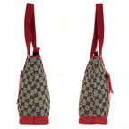Gucci Red Beige GG Canvas Leather 019 Tote Shoulder Bag — view 8