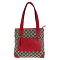 Gucci Red Beige GG Canvas Leather 019 Tote Shoulder Bag