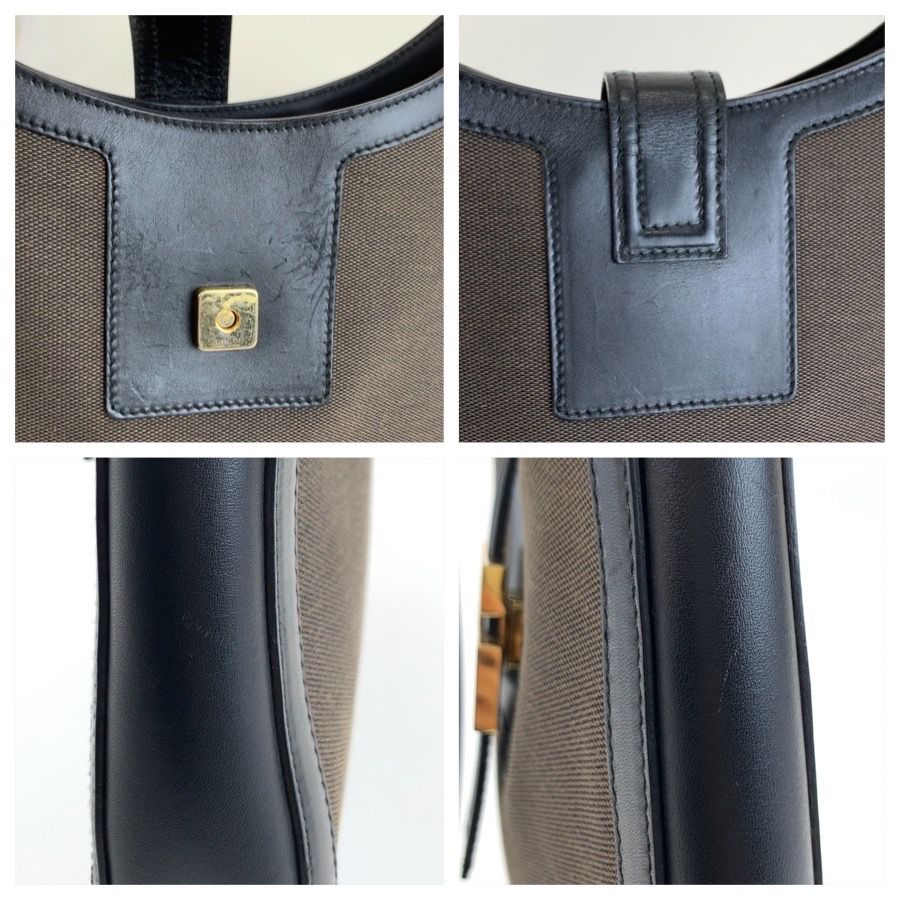 Gucci Black Brown Gold Canvas Leather 001 Shoulder Bag — view 5