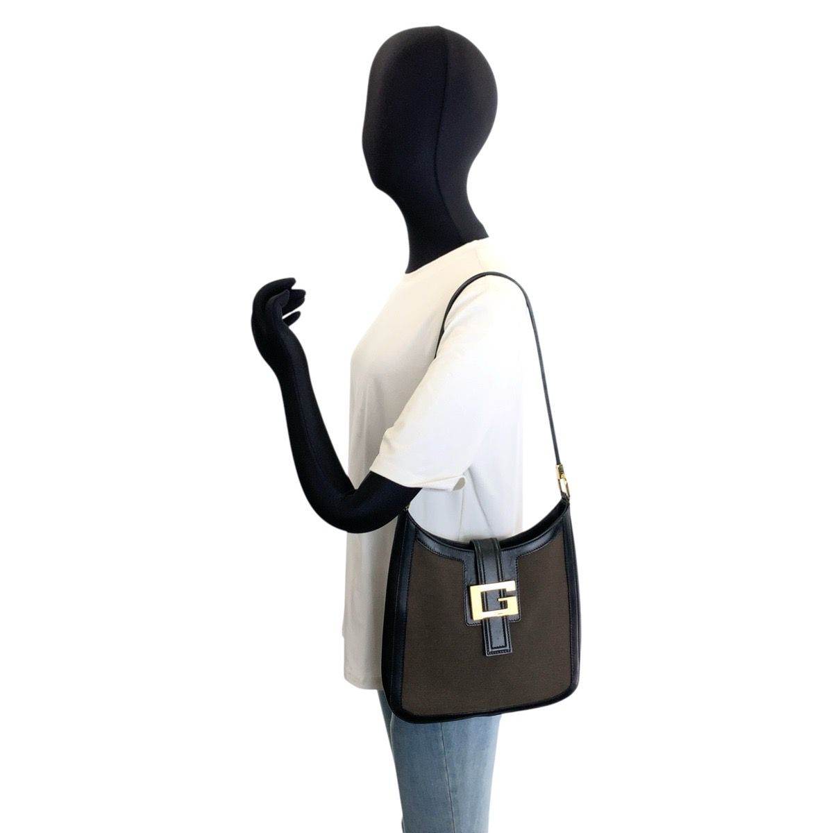 Gucci Black Brown Gold Canvas Leather 001 Shoulder Bag — view 6