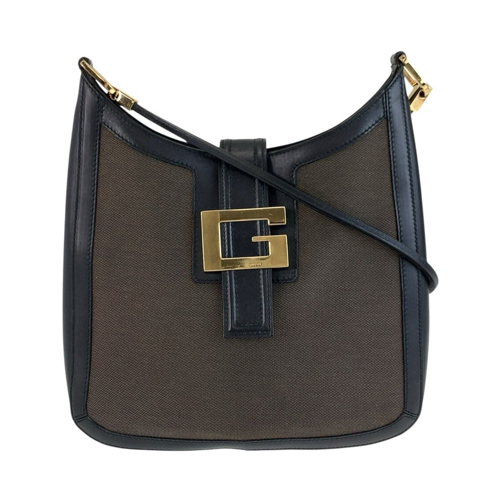 Gucci Black Brown Gold Canvas Leather 001 Shoulder Bag