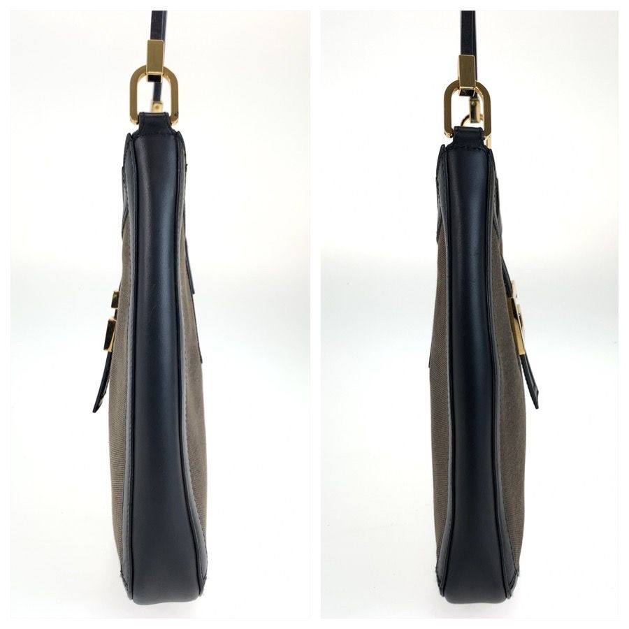 Gucci Black Brown Gold Canvas Leather 001 Shoulder Bag — view 7