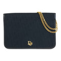 Dior Trotter Black Gold Canvas Chain Shoulder Bag Pochette