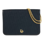 Dior Trotter Black Gold Canvas Chain Shoulder Bag Pochette