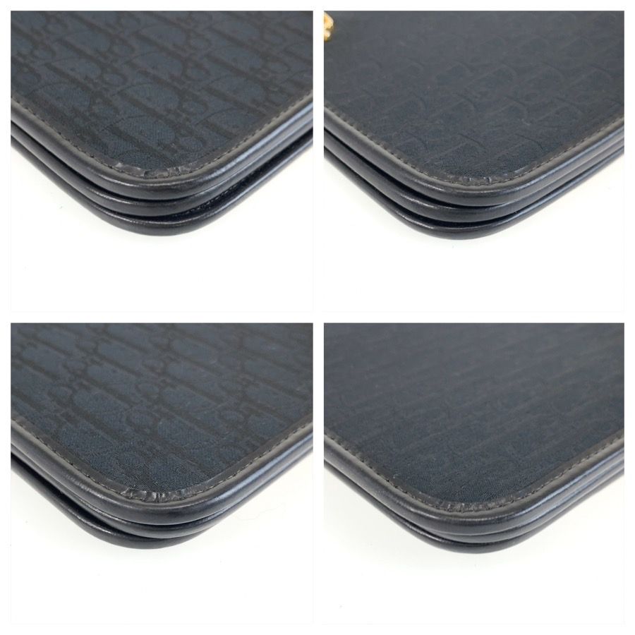 Dior Trotter Black Gold Canvas Chain Shoulder Bag Pochette — view 4