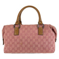 Gucci Pink Brown Silver GG Canvas Leather Handbag