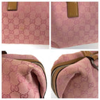 Gucci Pink Brown Silver GG Canvas Leather Handbag — view 6