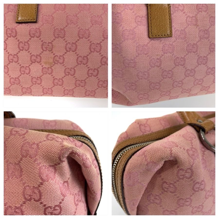Gucci Pink Brown Silver GG Canvas Leather Handbag — view 6