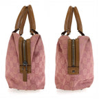 Gucci Pink Brown Silver GG Canvas Leather Handbag — view 8