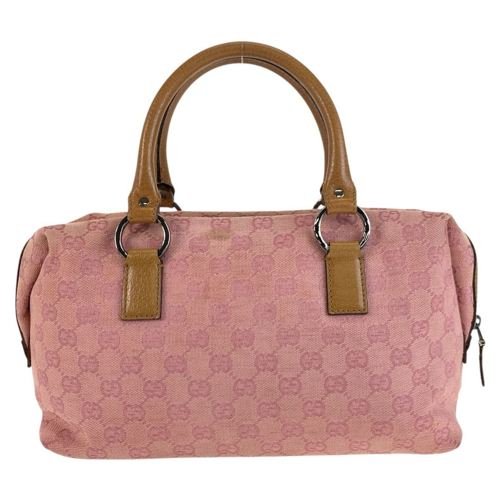 Gucci Pink Brown Silver GG Canvas Leather Handbag — view 2