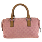 Gucci Pink Brown Silver GG Canvas Leather Handbag — view 2