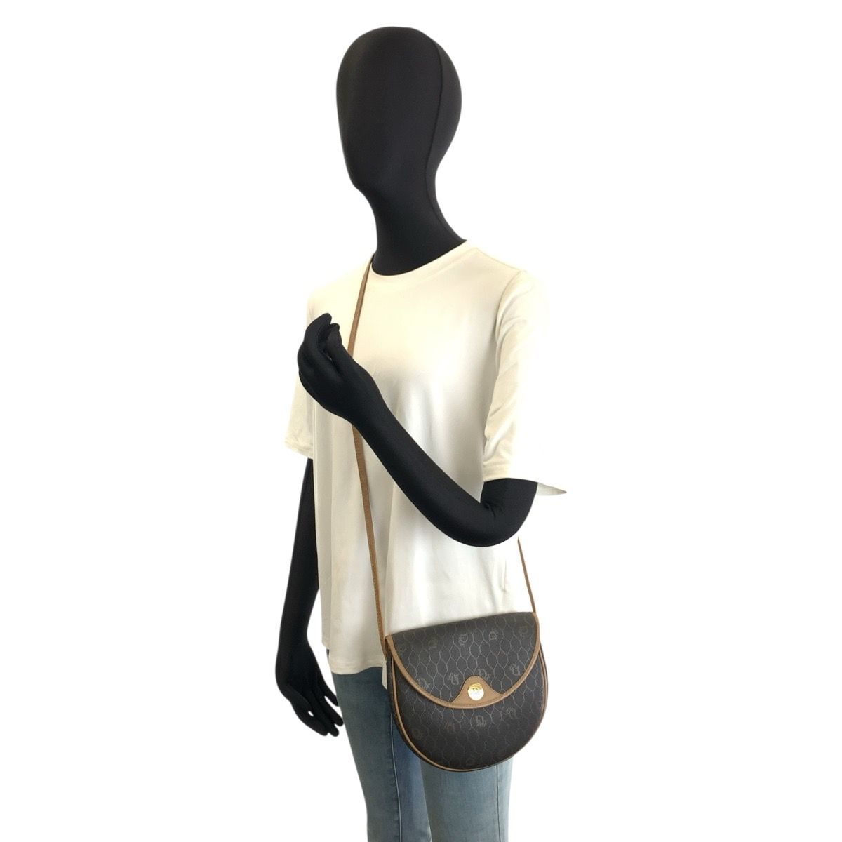 Dior Vintage Honeycomb Brown Shoulder Bag Pochette — view 6