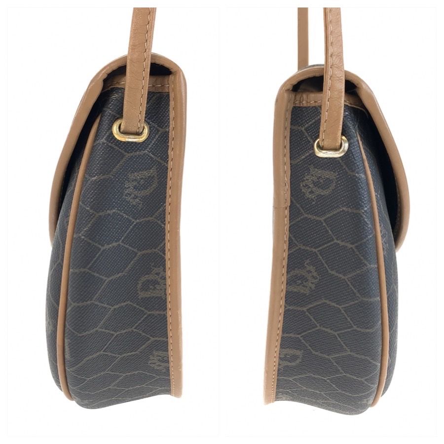 Dior Vintage Honeycomb Brown Shoulder Bag Pochette — view 7