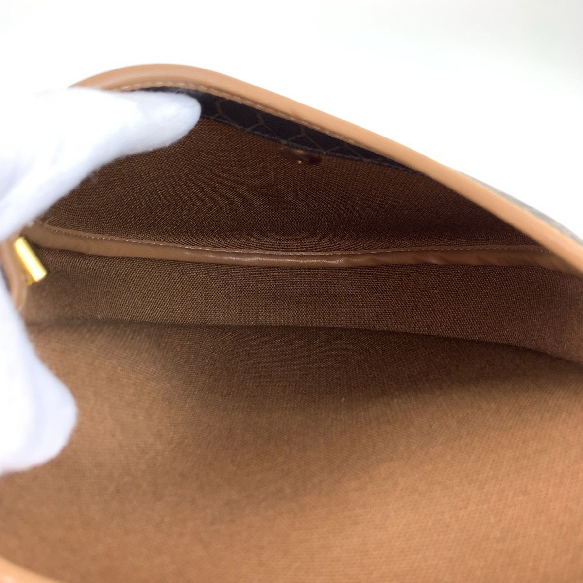 Dior Vintage Honeycomb Brown Shoulder Bag Pochette — view 8
