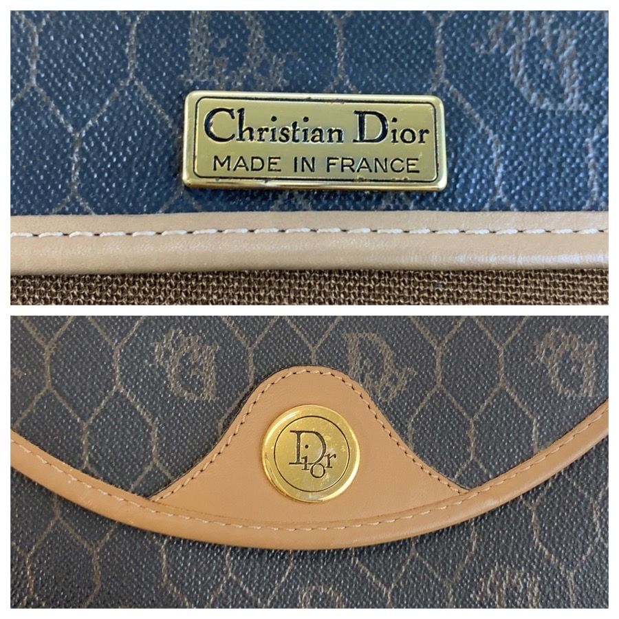 Dior Vintage Honeycomb Brown Shoulder Bag Pochette — view 3