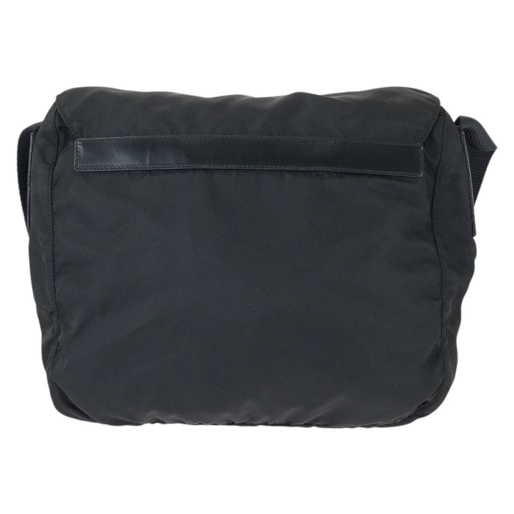 Prada Tessuto Black Silver Nylon Leather Shoulder Bag — view 2