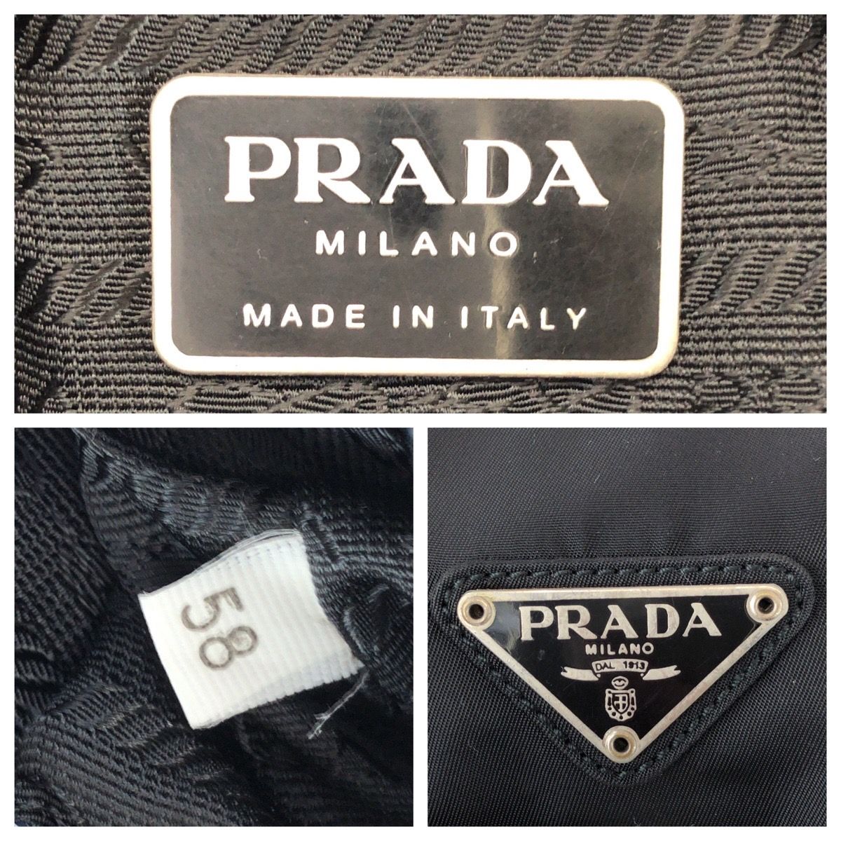 Prada Tessuto Black Silver Nylon Leather Shoulder Bag — view 4