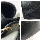 Saint Laurent Vintage YSL Black Navy Gold Leather Shoulder Bag — view 5