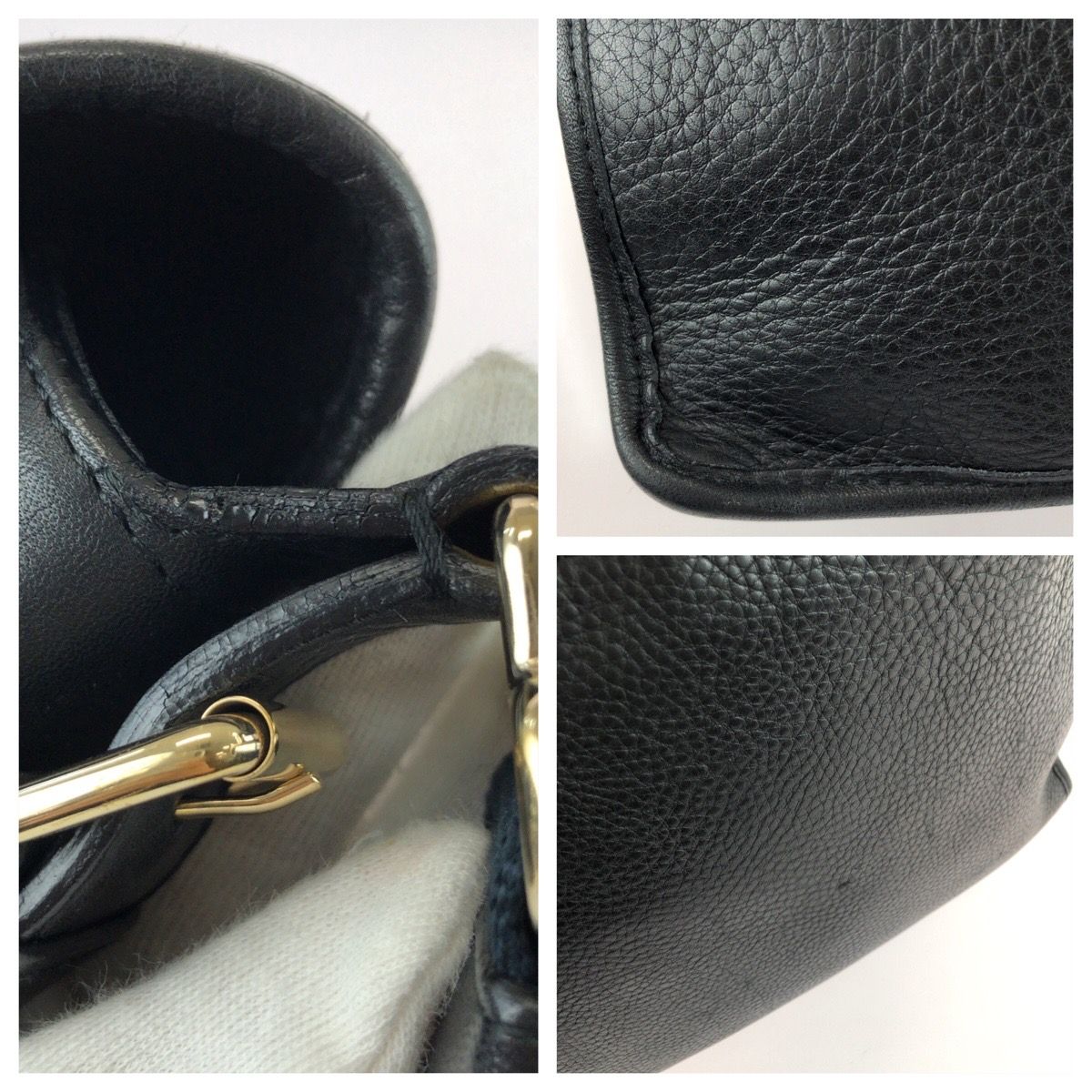 Saint Laurent Vintage YSL Black Navy Gold Leather Shoulder Bag — view 5