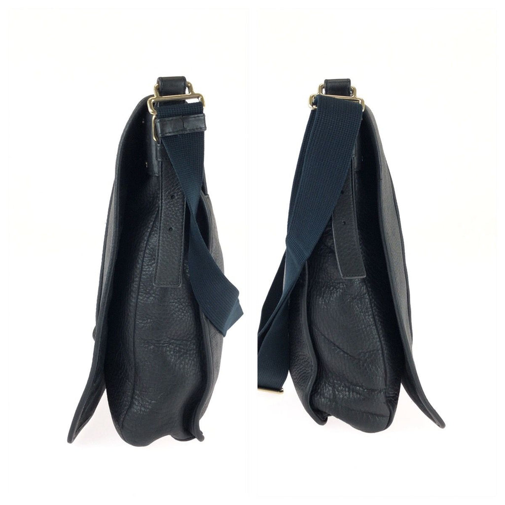 Saint Laurent Vintage YSL Black Navy Gold Leather Shoulder Bag — view 8