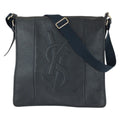 Saint Laurent Vintage YSL Black Navy Gold Leather Shoulder Bag