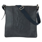 Saint Laurent Vintage YSL Black Navy Gold Leather Shoulder Bag