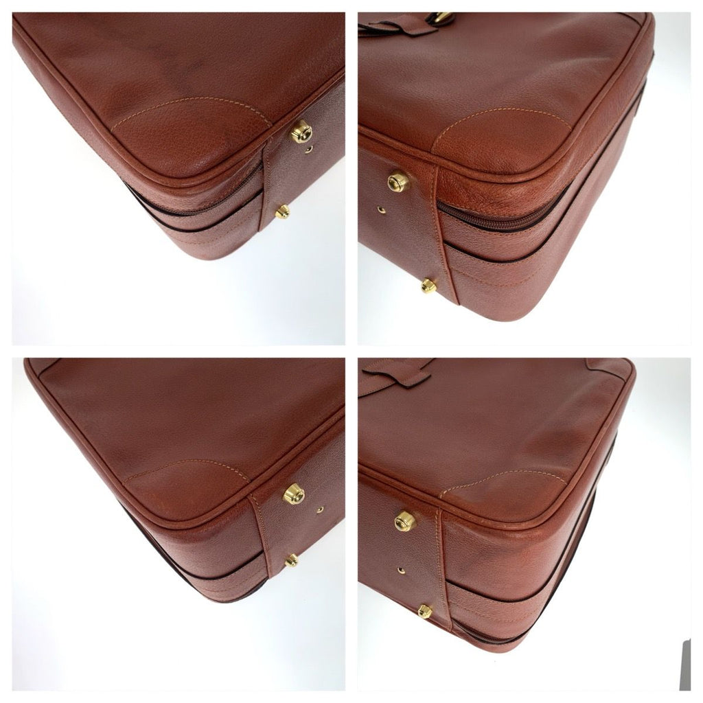 Gucci Vintage Brown Gold Leather 010 123 55 Suitcase Briefcase Boston Bag — view 3