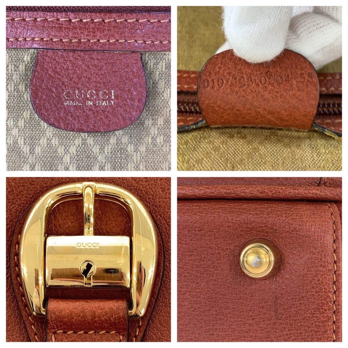 Gucci Vintage Brown Gold Leather 010 123 55 Suitcase Briefcase Boston Bag — view 5