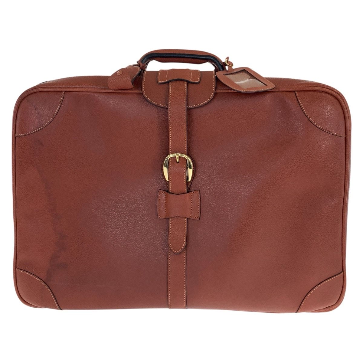 Gucci Vintage Brown Gold Leather 010 123 55 Suitcase Briefcase Boston Bag
