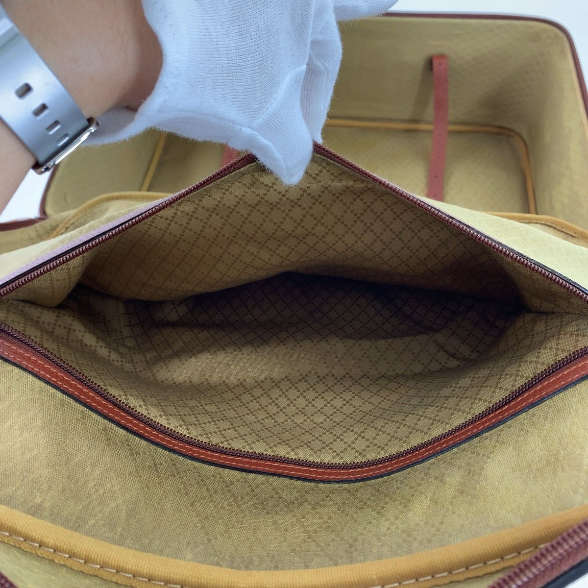 Gucci Vintage Brown Gold Leather 010 123 55 Suitcase Briefcase Boston Bag — view 6