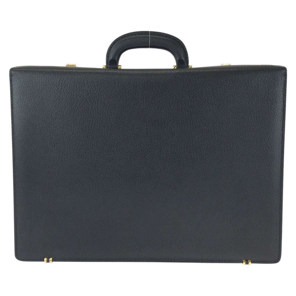 Gucci Vintage Prestige Leather Attache Case Black Gold Business Bag — view 2
