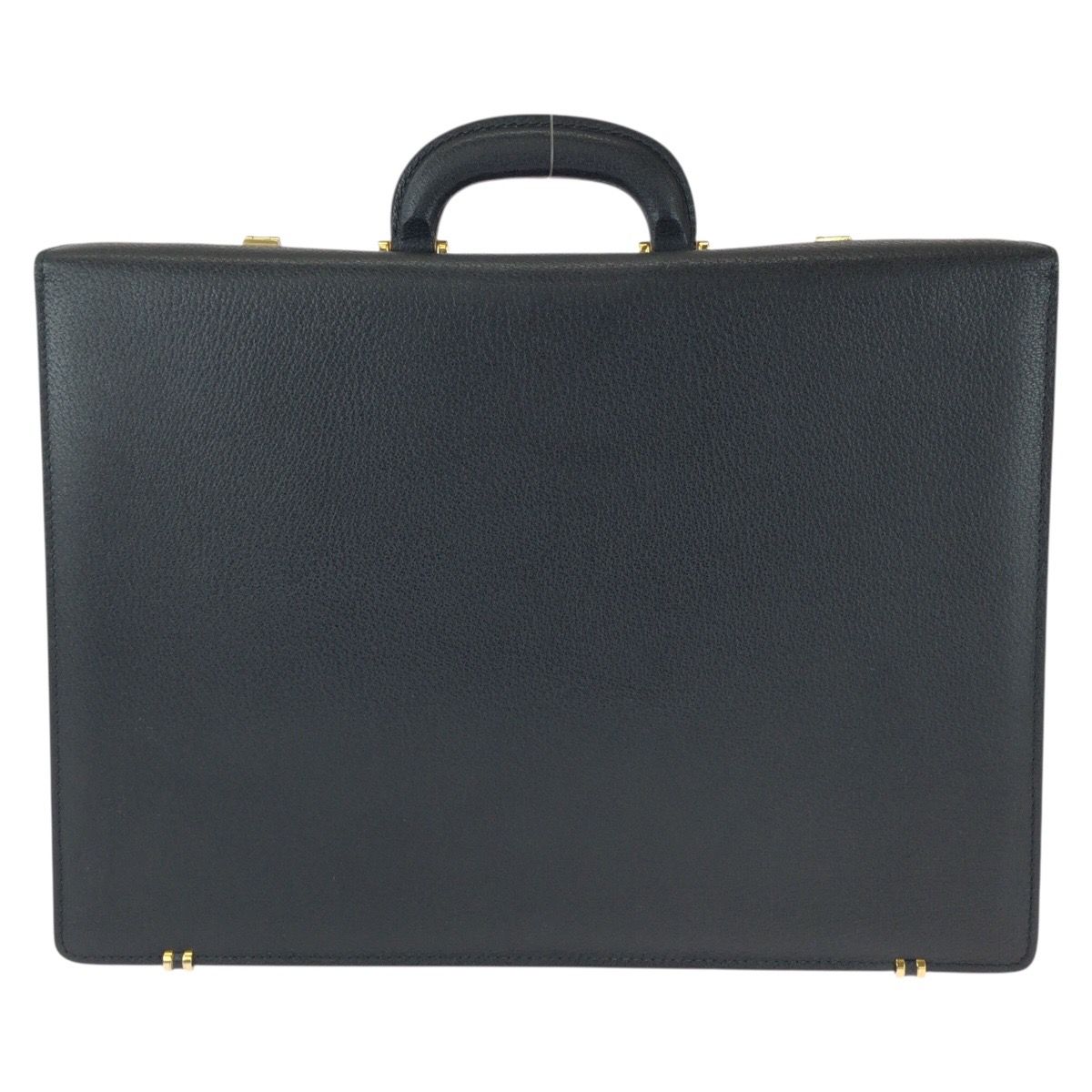 Gucci Vintage Prestige Leather Attache Case Black Gold Business Bag — view 2