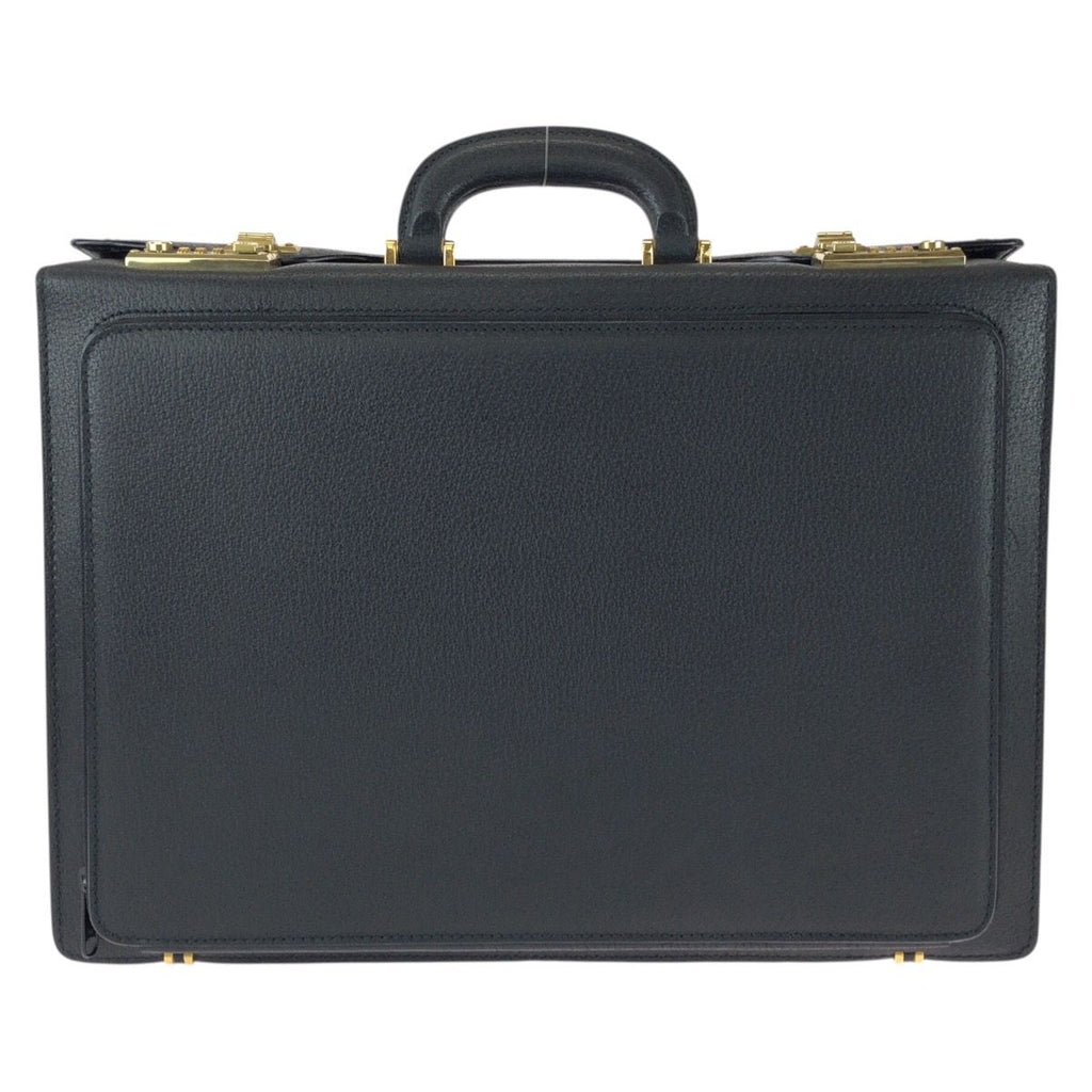 Gucci Vintage Prestige Leather Attache Case Black Gold Business Bag