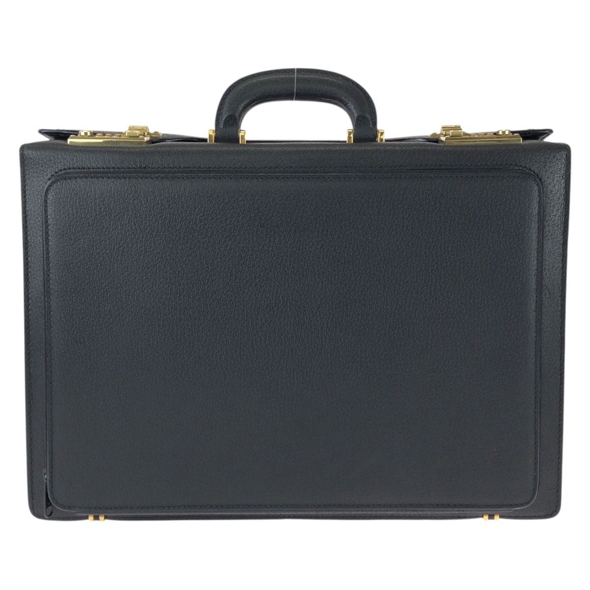 Gucci Vintage Prestige Leather Attache Case Black Gold Business Bag