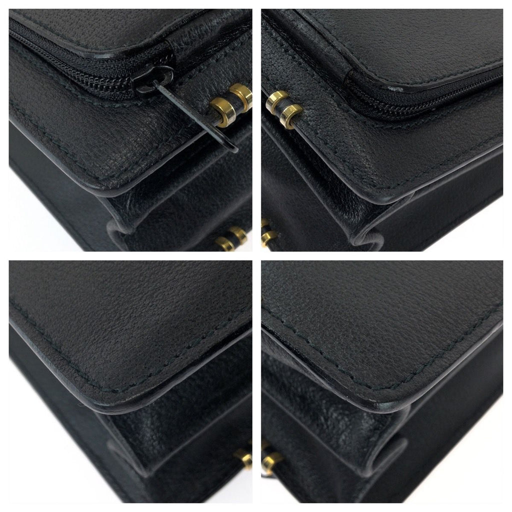 Gucci Vintage Prestige Leather Attache Case Black Gold Business Bag — view 3