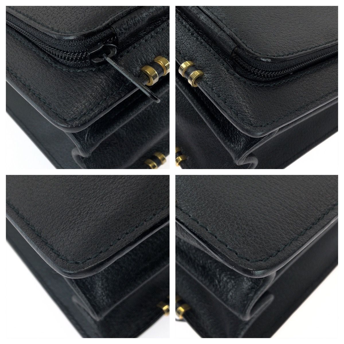 Gucci Vintage Prestige Leather Attache Case Black Gold Business Bag — view 3