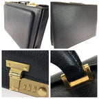 Gucci Vintage Prestige Leather Attache Case Black Gold Business Bag — view 5