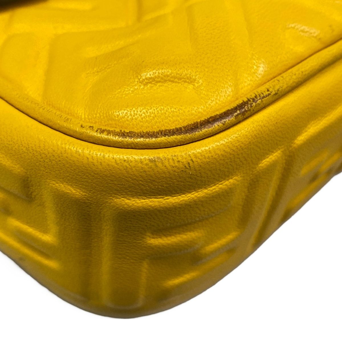 Fendi Shoulder Bag Baguette Chain Midi Dark Yellow Crossbody Leather — view 6