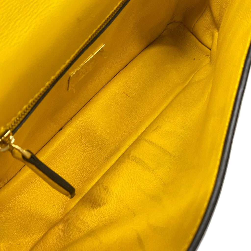 Fendi Shoulder Bag Baguette Chain Midi Dark Yellow Crossbody Leather — view 7
