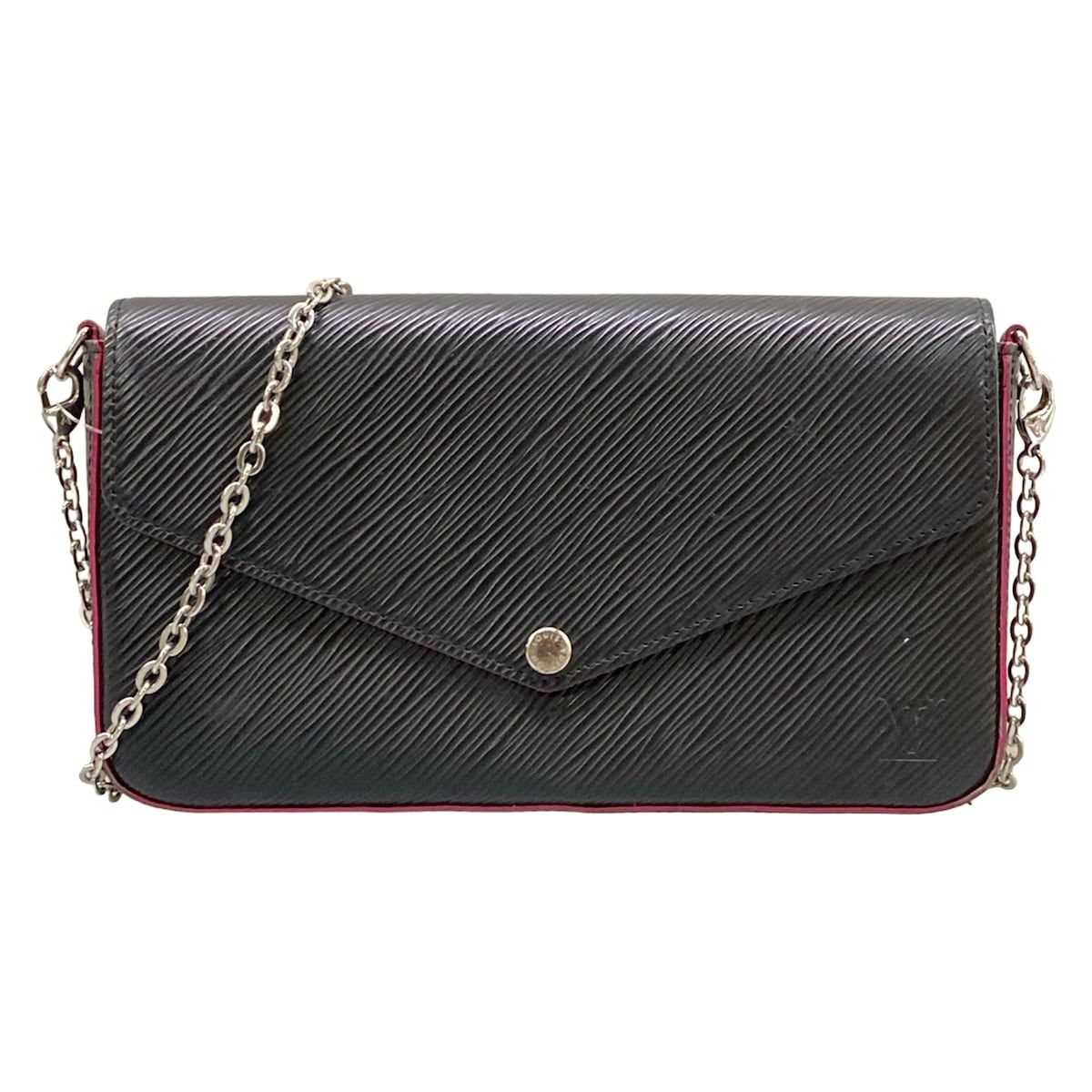 Louis Vuitton Wallet Epi Pochette Felice Noir Hot Pink Leather