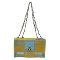 Chanel Shoulder Bag Choedge Coat Clear Beige Light Blue Chain Silver