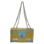 Chanel Shoulder Bag Choedge Coat Clear Beige Light Blue Chain Silver