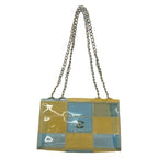 Chanel Shoulder Bag Choedge Coat Clear Beige Light Blue Chain Silver — view 3