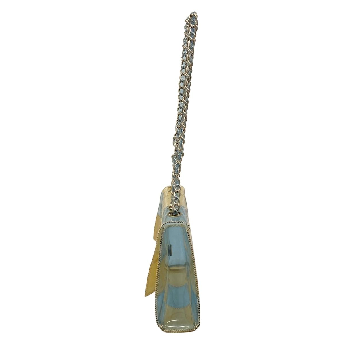 Chanel Shoulder Bag Choedge Coat Clear Beige Light Blue Chain Silver — view 4